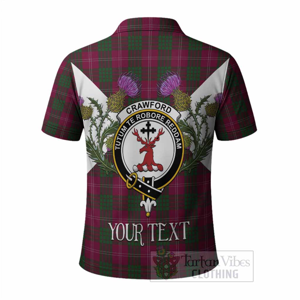 Crawford Tartan Family Crest Polo Shirt Scottish Burns Night Thistle Floral