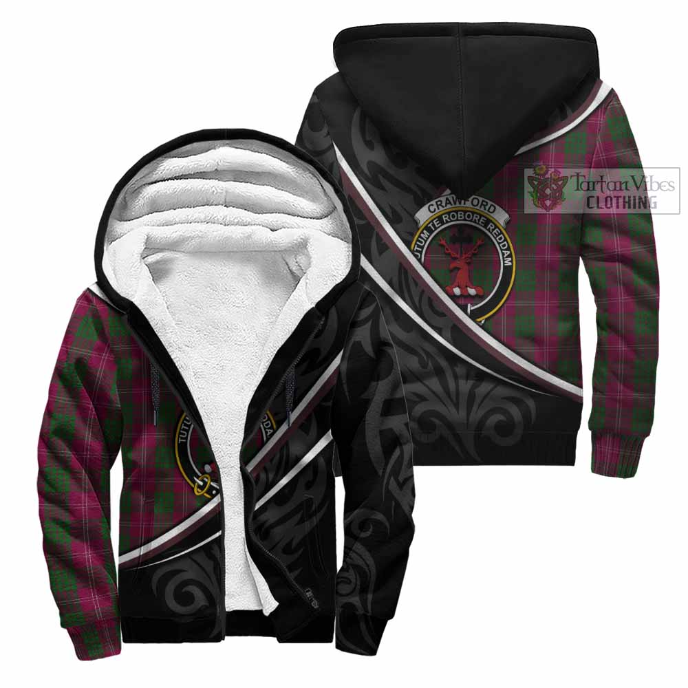 Crawford Tartan Family Crest Sherpa Hoodie Celtic Scottish Thistle Floral - Tartan Vibes Clothing