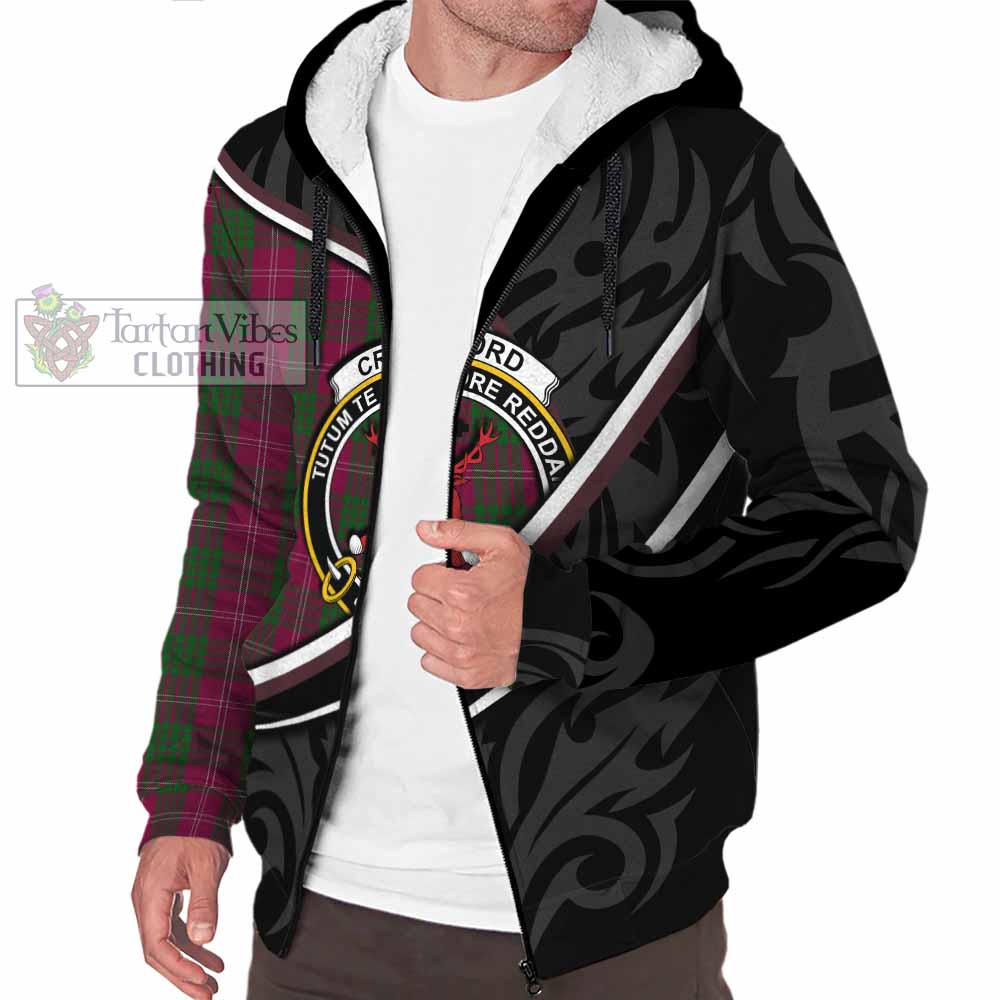 Crawford Tartan Family Crest Sherpa Hoodie Celtic Scottish Thistle Floral - Tartan Vibes Clothing