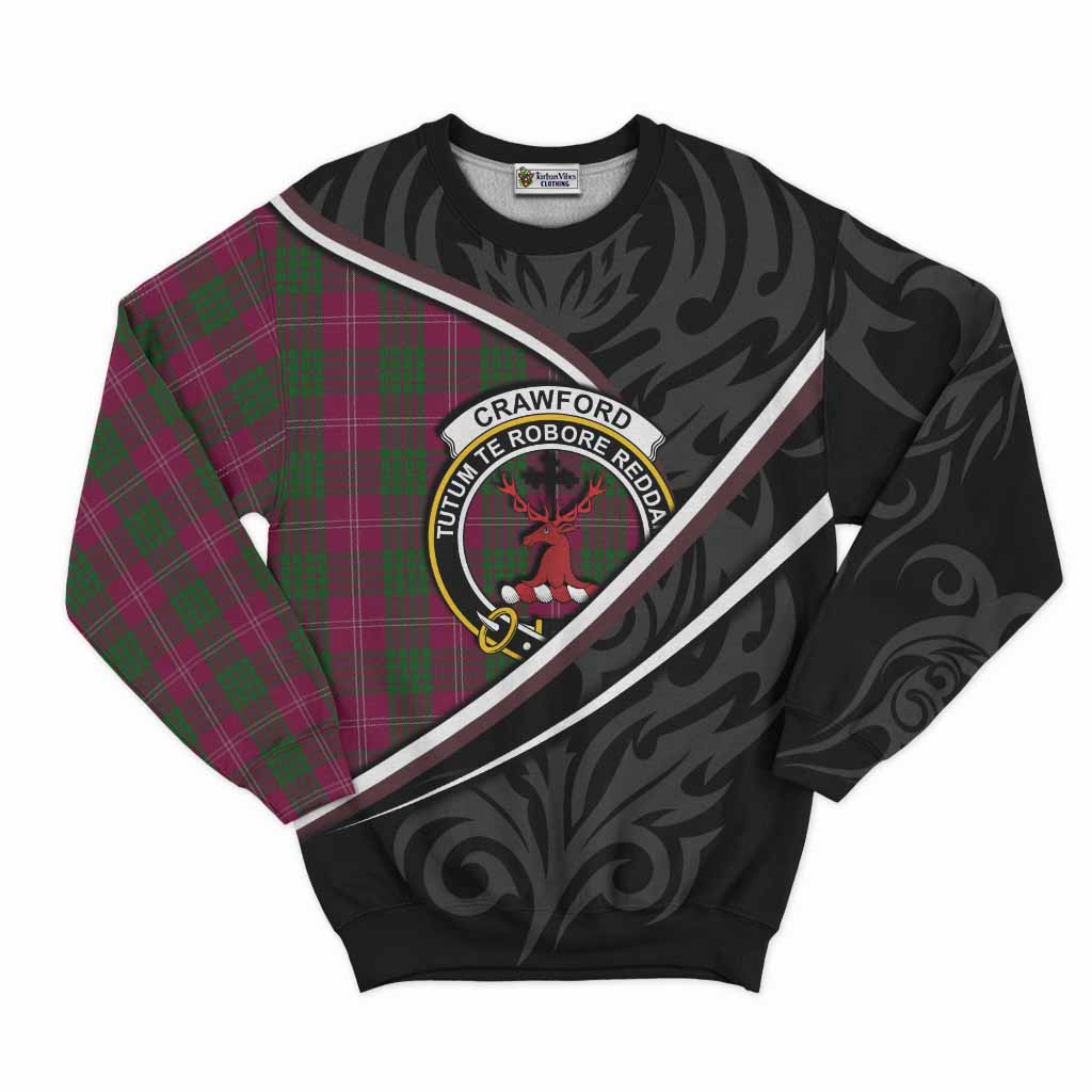 Crawford Tartan Family Crest Sweatshirt Celtic Scottish Thistle Floral - Tartan Vibes Clothing
