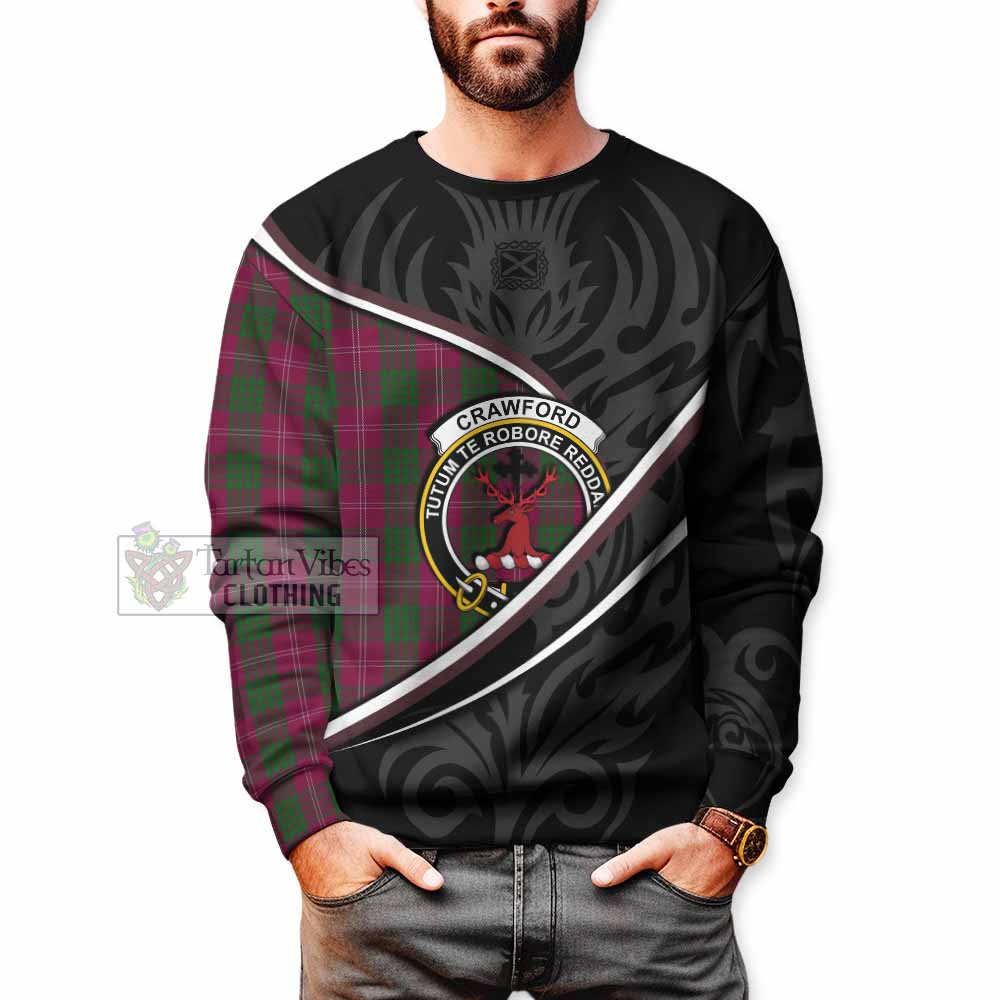 Crawford Tartan Family Crest Sweatshirt Celtic Scottish Thistle Floral - Tartan Vibes Clothing