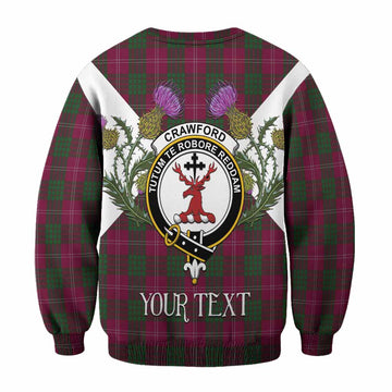 Crawford Tartan Family Crest Sweatshirt Scottish Burns Night Thistle Floral