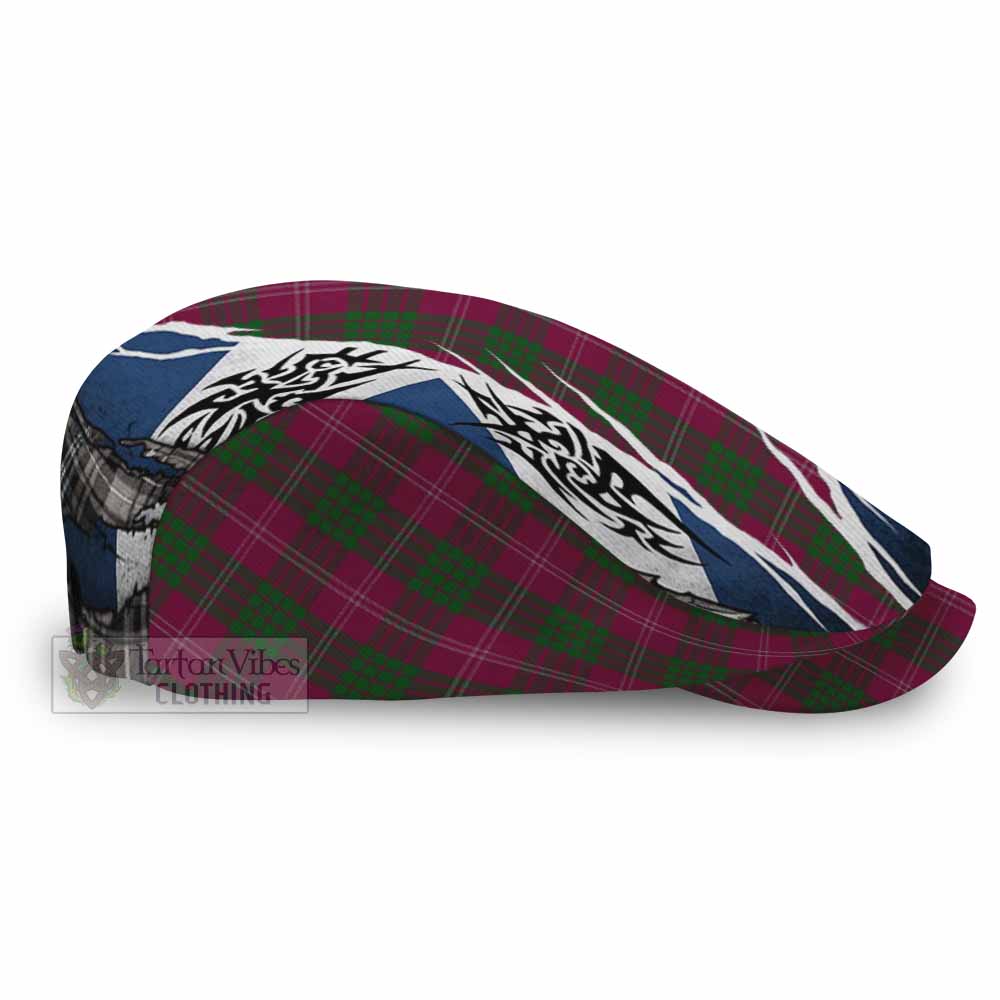 Crawford Tartan Flat Cap, Jeff Cap Scotland Flag Ripped Tribal Design