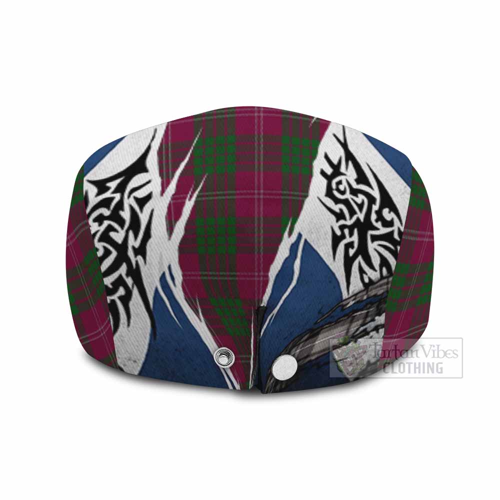 Crawford Tartan Flat Cap, Jeff Cap Scotland Flag Ripped Tribal Design