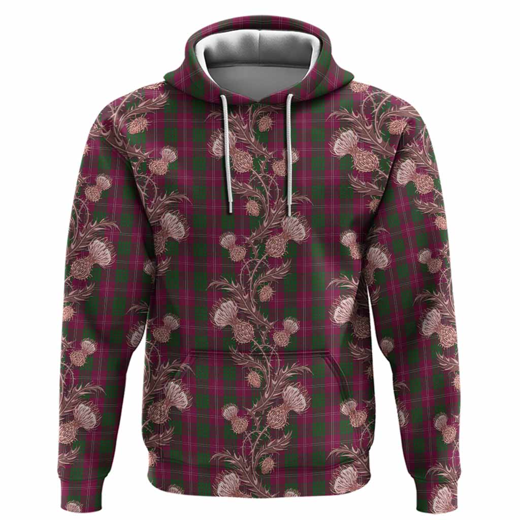 Crawford Tartan Hoodie Seamless Scottish Thistle Flowers