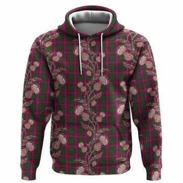 Crawford Tartan Hoodie Seamless Scottish Thistle Flowers