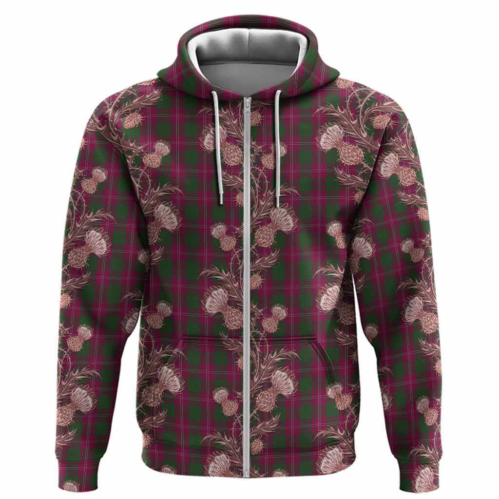 Crawford Tartan Hoodie Seamless Scottish Thistle Flowers