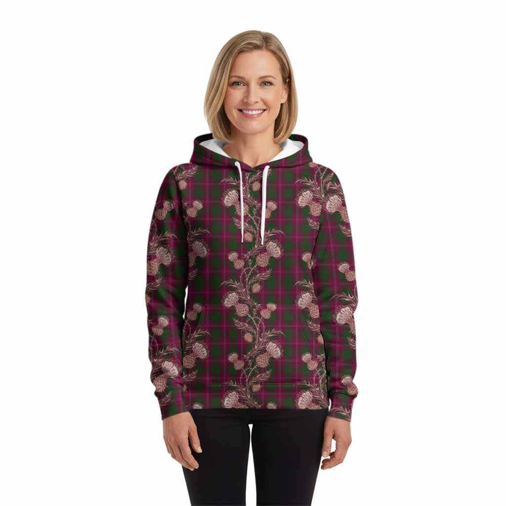 Crawford Tartan Hoodie Seamless Scottish Thistle Flowers
