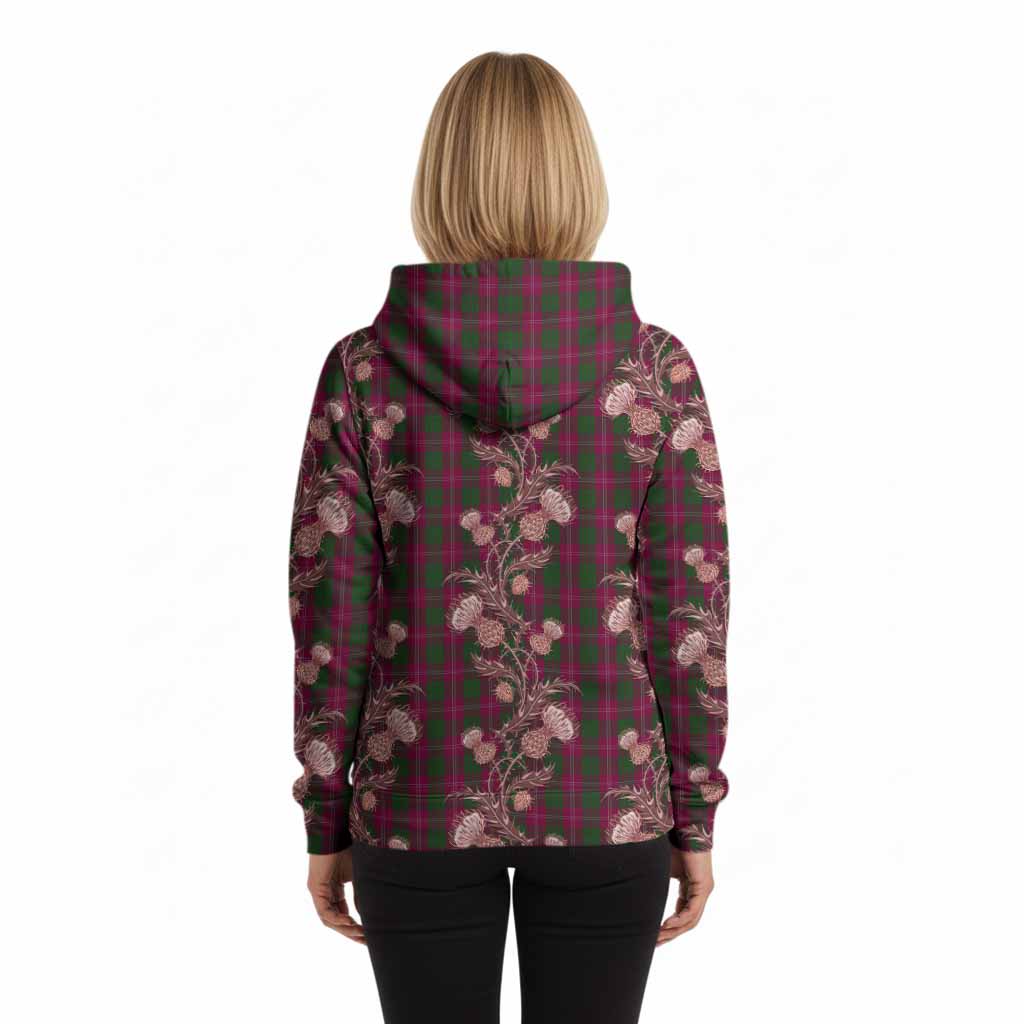 Crawford Tartan Hoodie Seamless Scottish Thistle Flowers