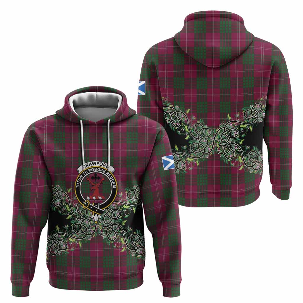 Crawford Tartan Hoodie Thistle Scottish Spirit
