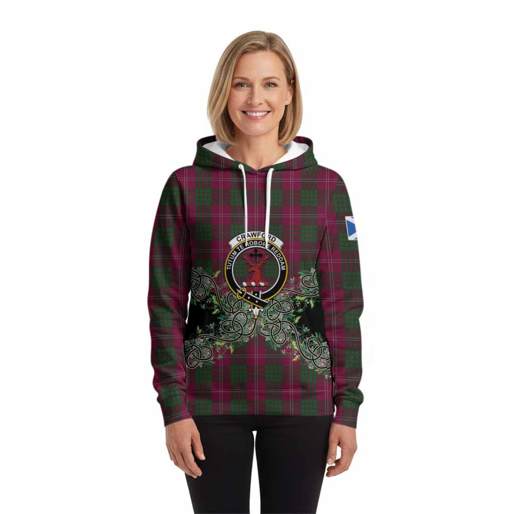 Crawford Tartan Hoodie Thistle Scottish Spirit