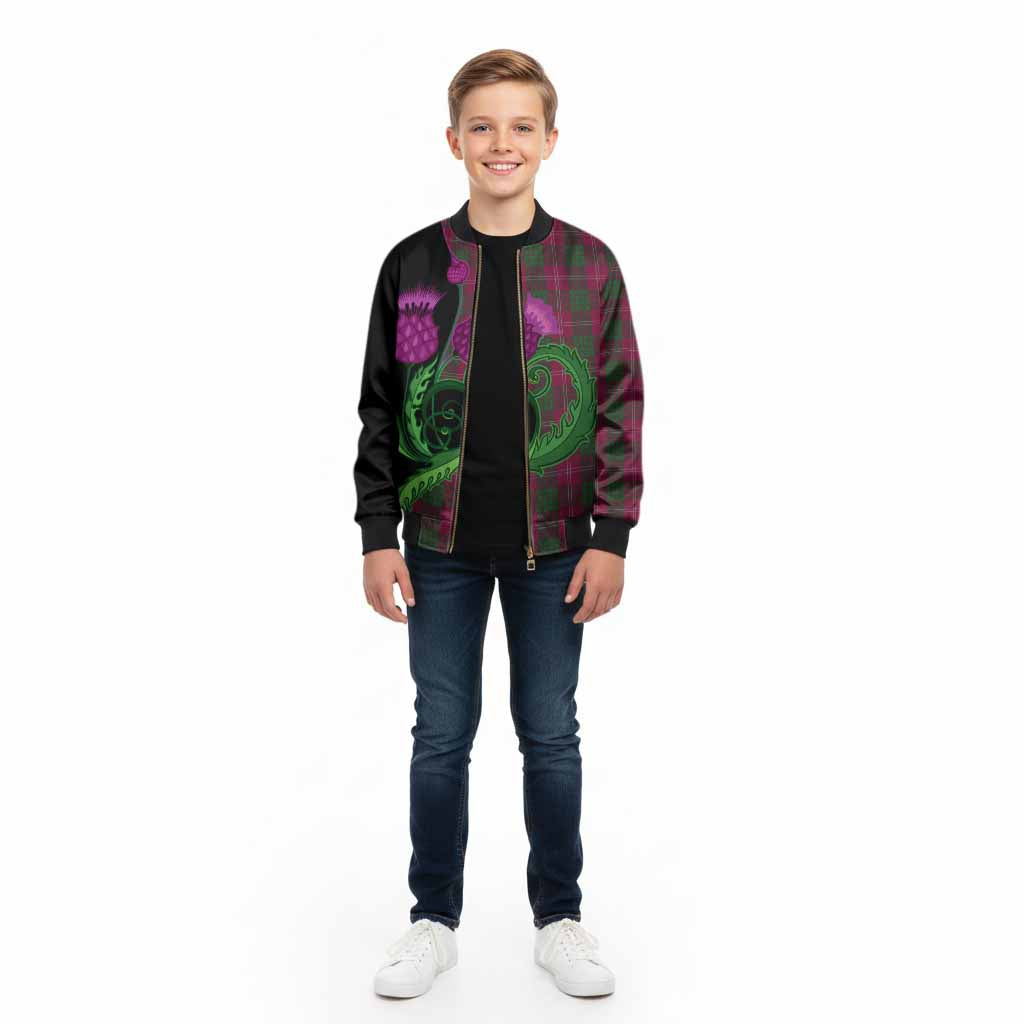 Crawford Tartan Kid Bomber Jacket Traditional Scottish Thistle