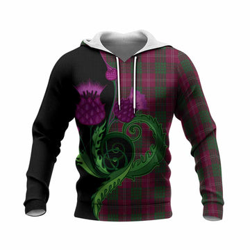 Crawford Tartan Knitted Hoodie Traditional Scottish Thistle