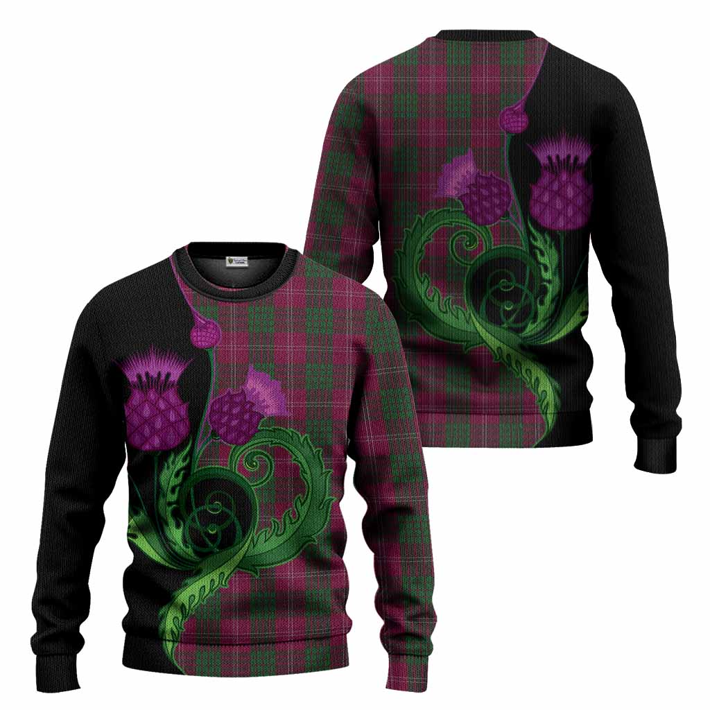 Crawford Tartan Knitted Sweater Traditional Scottish Thistle