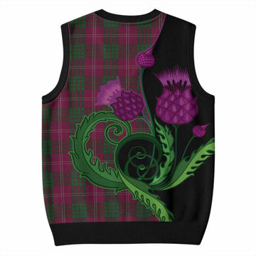 Crawford Tartan Knitted V-Neck Vest Traditional Scottish Thistle