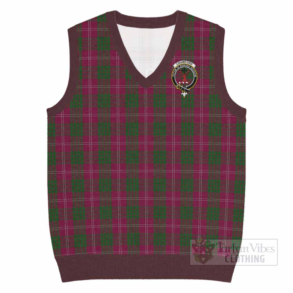 Crawford Tartan Knitted V-Neck Vest with Family Crest - Tartan Vibes Clothing
