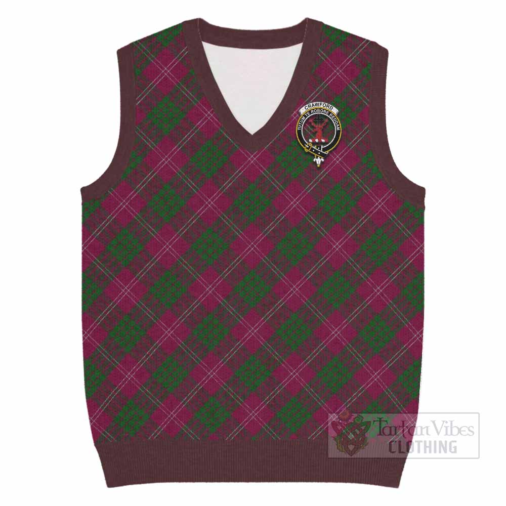 Crawford Tartan Knitted V-Neck Vest with Family Crest Cross Style