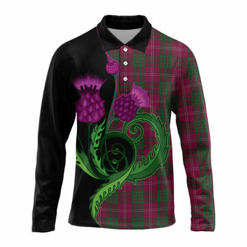 Crawford Tartan Long Sleeve Polo Shirt Traditional Scottish Thistle