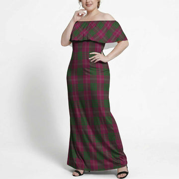 Crawford Tartan Off Shoulder Ruffle Maxi Dress
