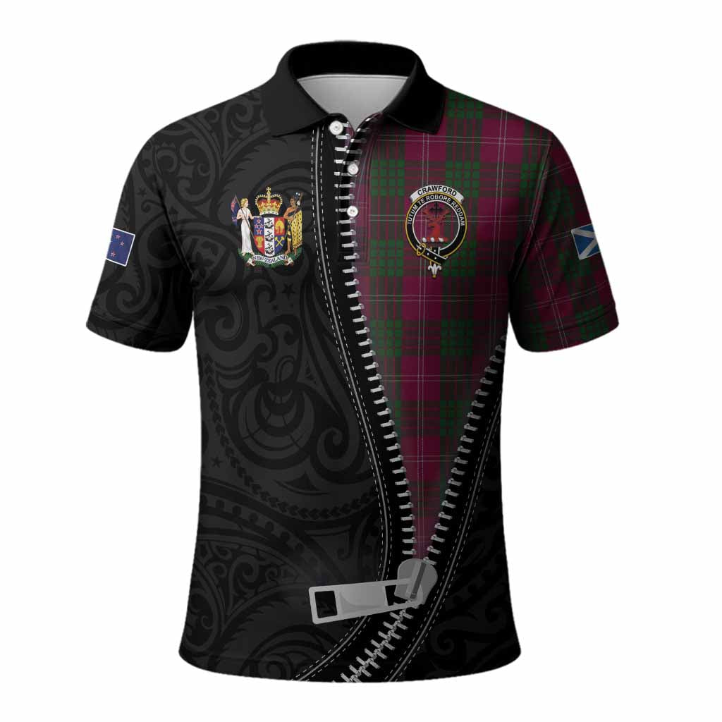 Crawford Tartan Polo Shirt New Zealand Pattern Unique Zipper Stylized