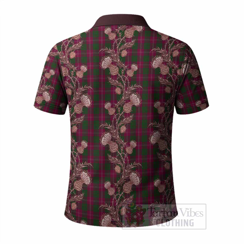 Crawford Tartan Polo Shirt Seamless Scottish Thistle Flowers