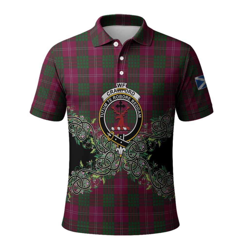 Crawford Tartan Polo Shirt Thistle Scottish Spirit
