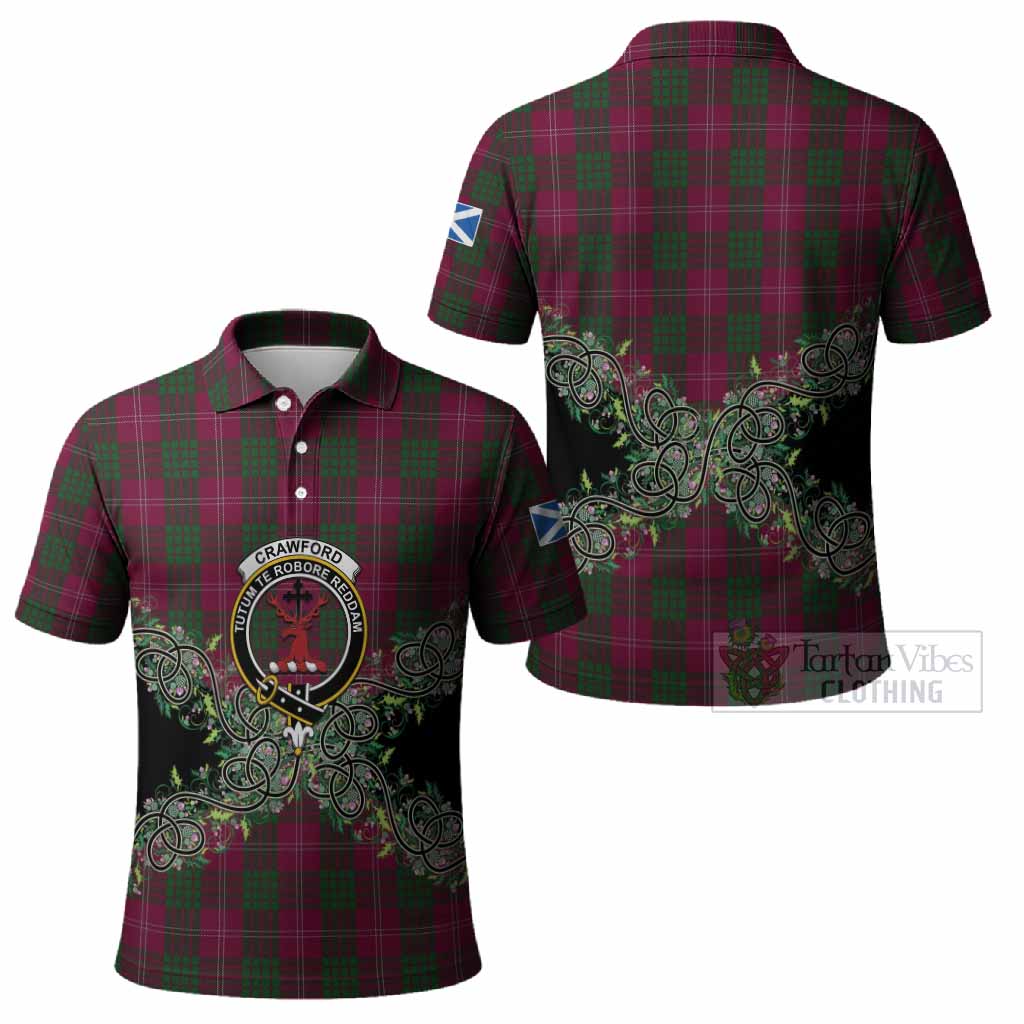 Crawford Tartan Polo Shirt Thistle Scottish Spirit