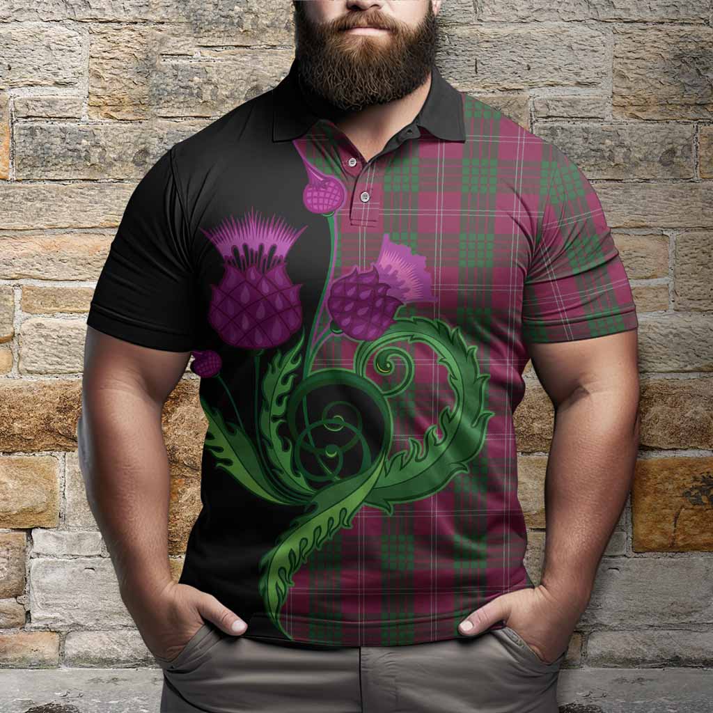 Crawford Tartan Polo Shirt Traditional Scottish Thistle
