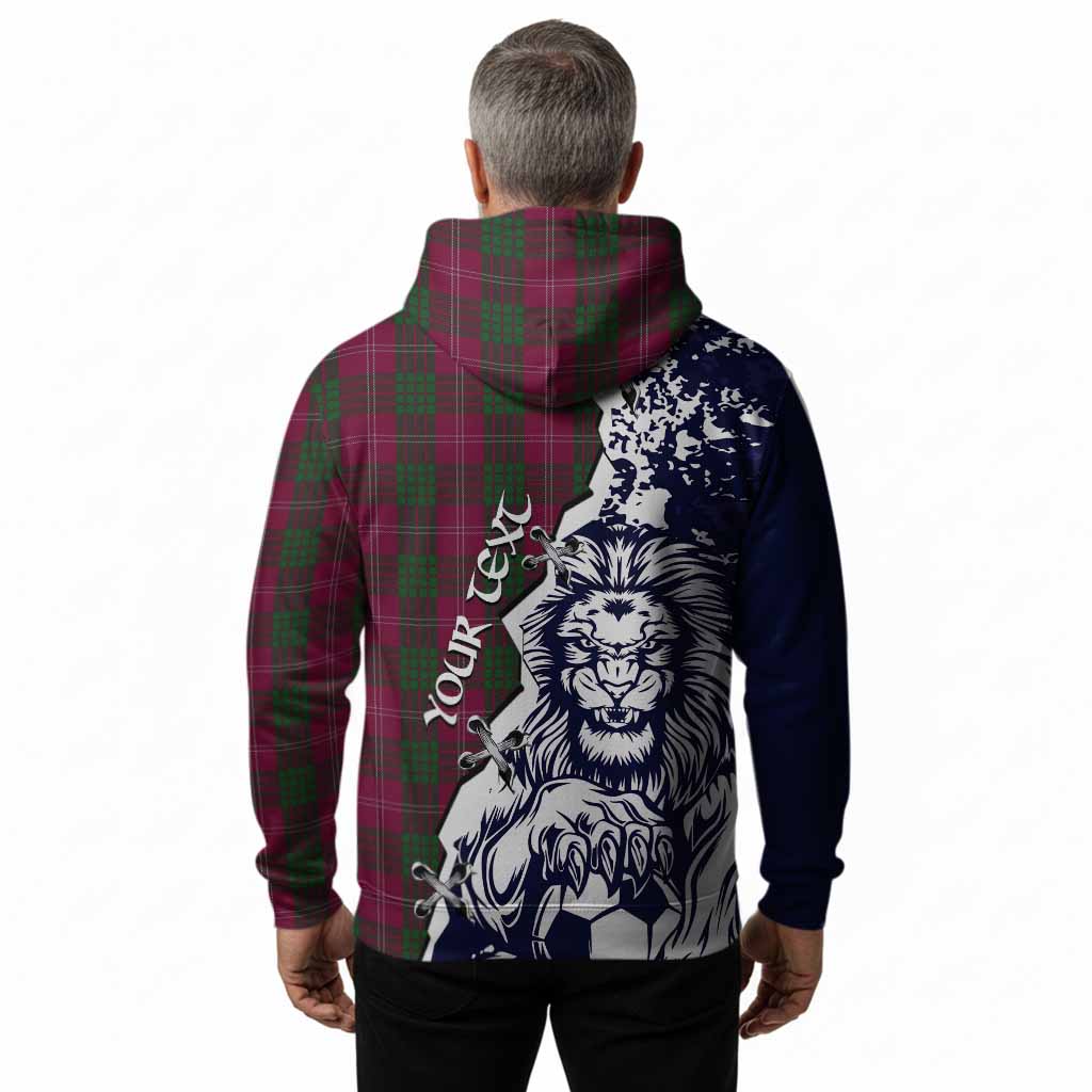 Crawford Tartan Scottish Hoodie Angry Lion With Soccer Ball Style