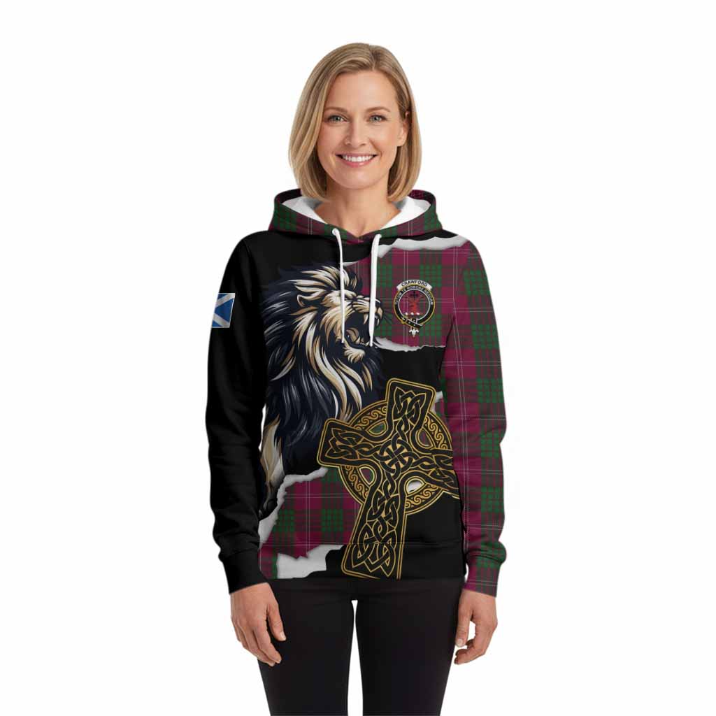 Crawford Tartan Scottish Hoodie Lion Celtic Heritage