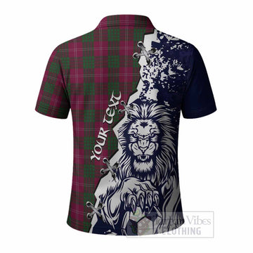 Crawford Tartan Scottish Polo Shirt Angry Lion With Soccer Ball Style