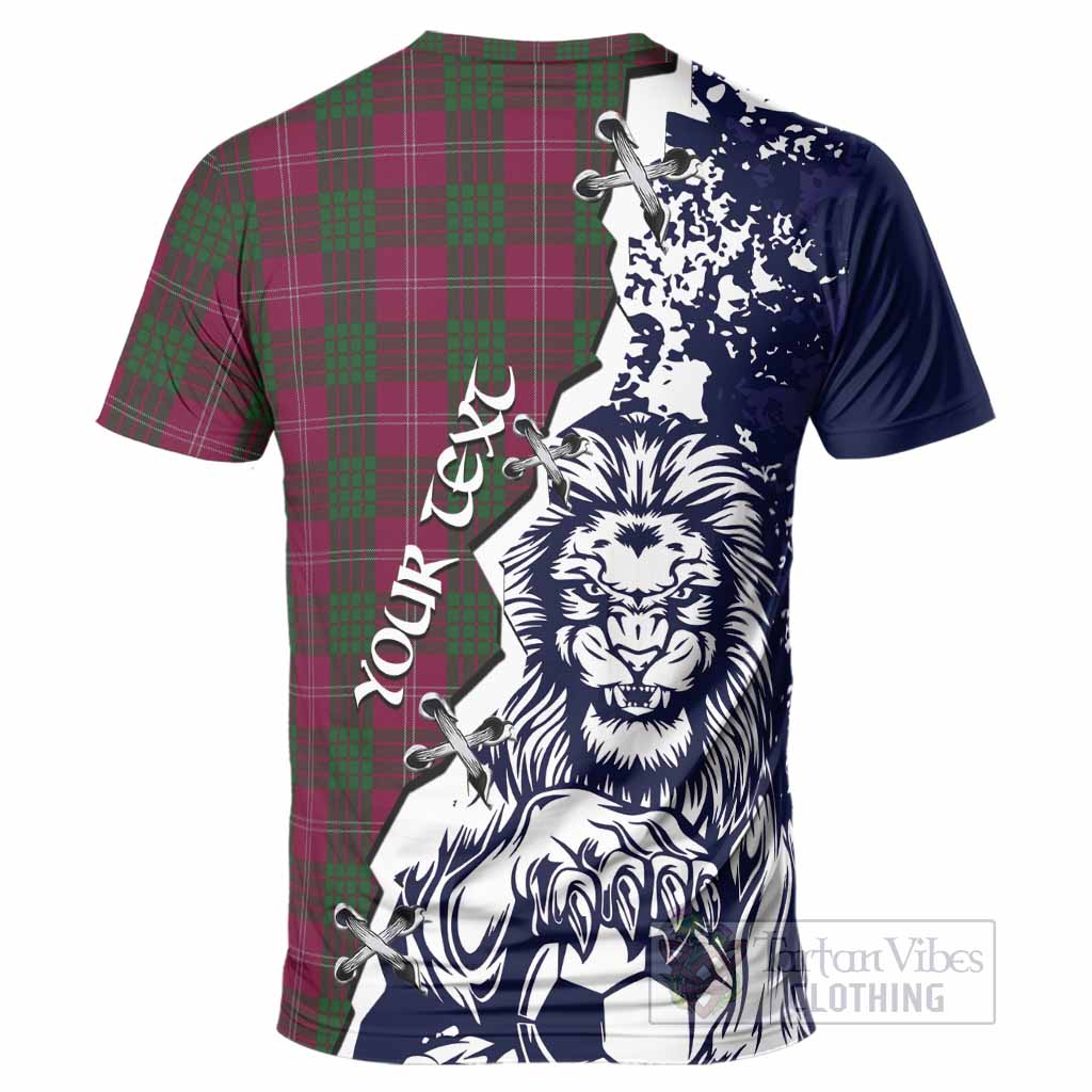 Crawford Tartan Scottish T-Shirt Angry Lion With Soccer Ball Style