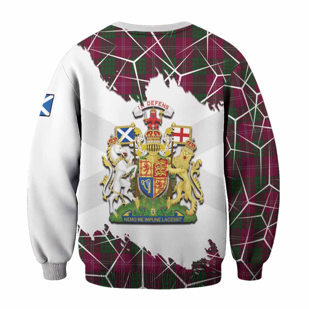 Crawford Tartan Sweatshirt with Family Crest and Lion Rampant Grunge Style