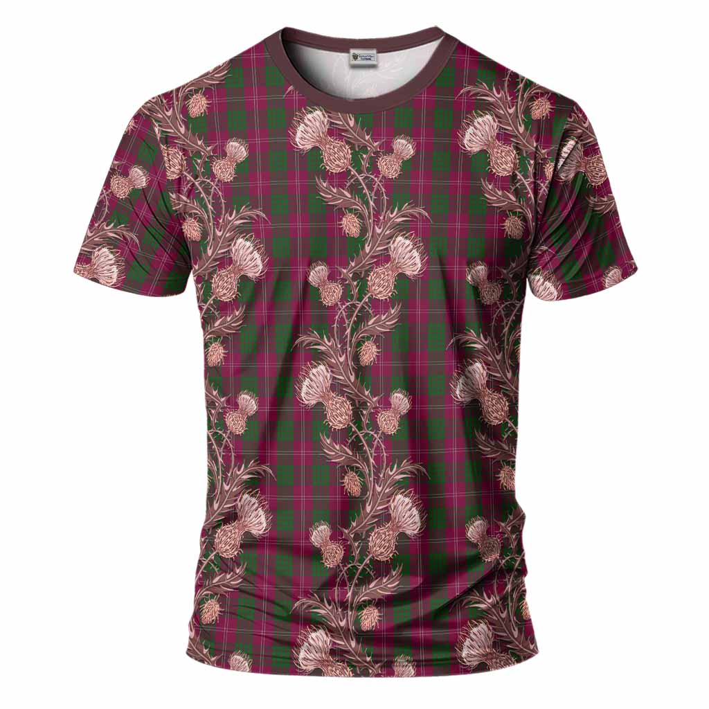 Crawford Tartan T-Shirt Seamless Scottish Thistle Flowers