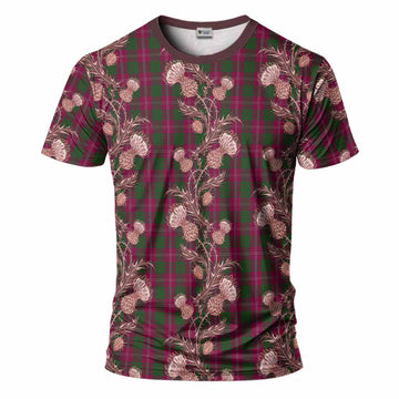 Crawford Tartan T-Shirt Seamless Scottish Thistle Flowers