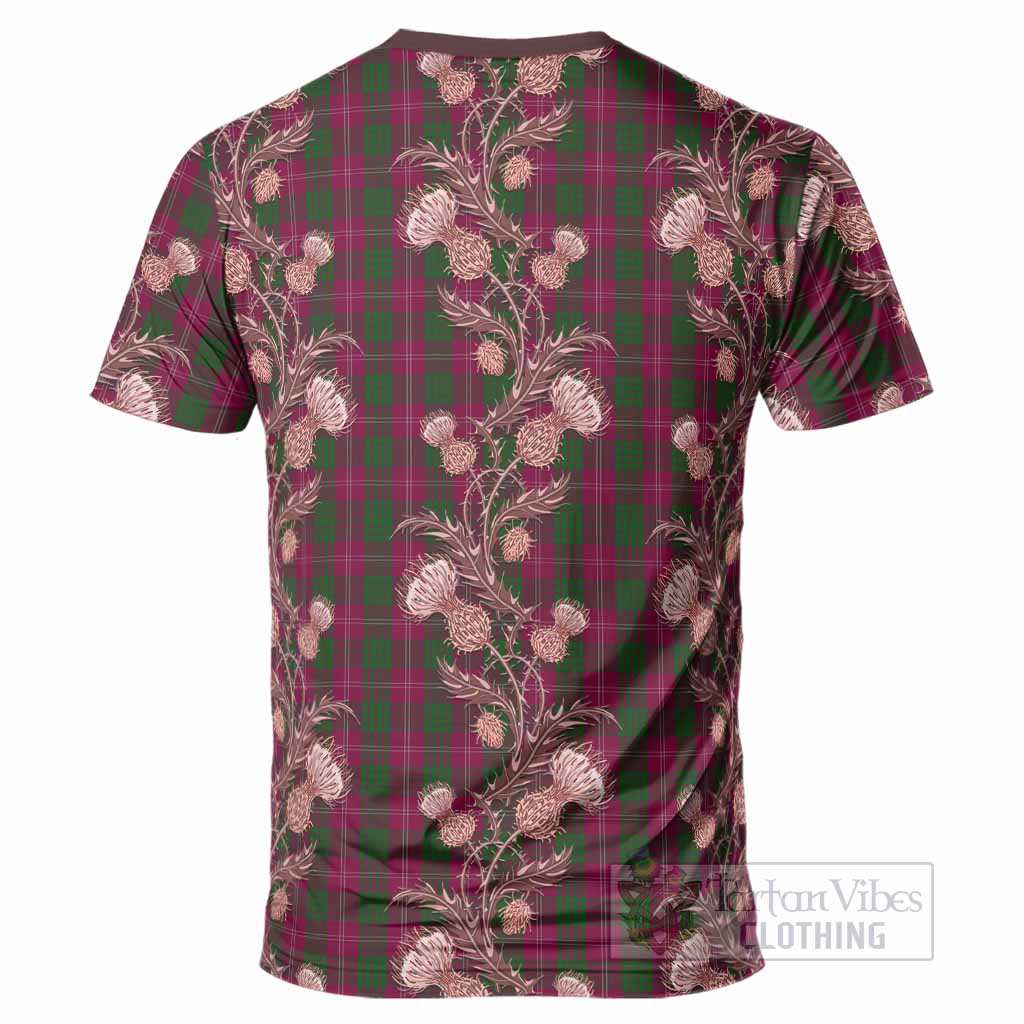 Crawford Tartan T-Shirt Seamless Scottish Thistle Flowers