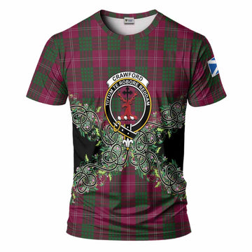 Crawford Tartan T-Shirt Thistle Scottish Spirit