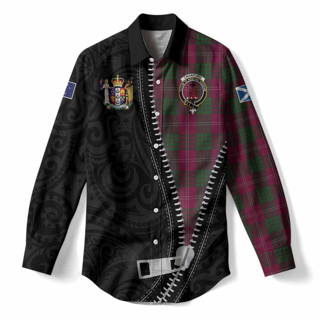 Crawford Tartan Women Casual Shirt New Zealand Pattern Unique Zipper Stylized