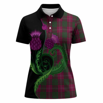 Crawford Tartan Women Polo Shirt Traditional Scottish Thistle