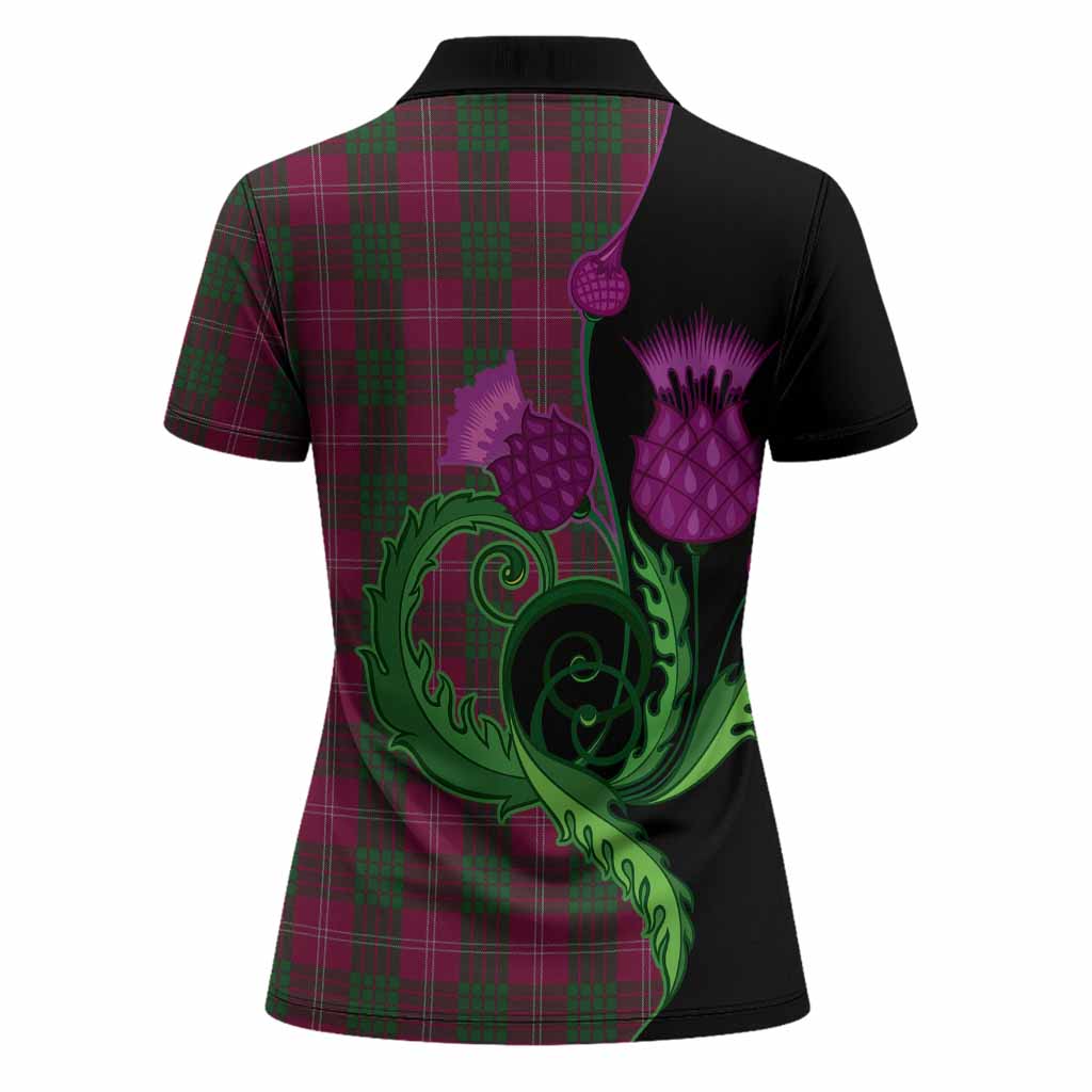 Crawford Tartan Women Polo Shirt Traditional Scottish Thistle
