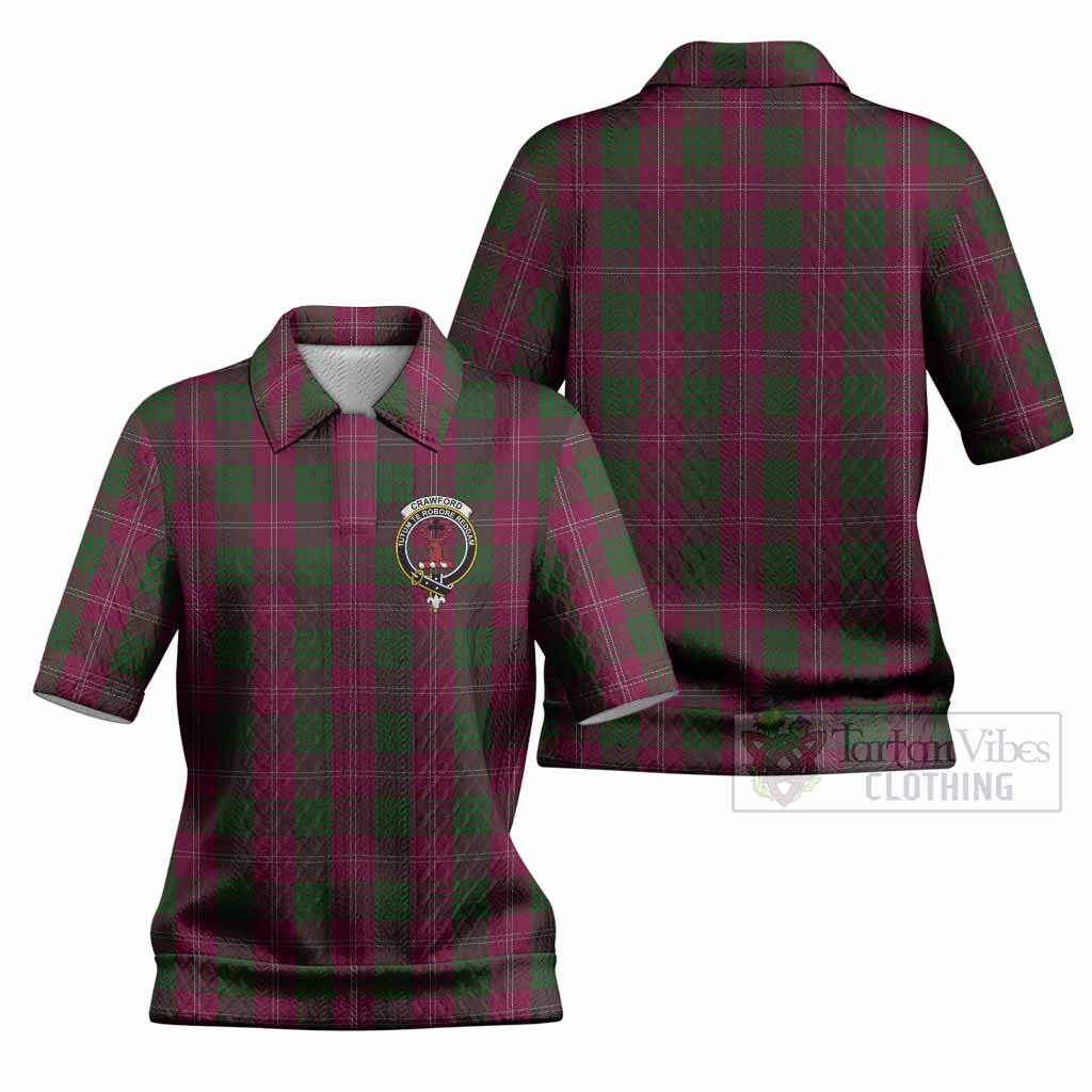 Crawford Tartan Women’s Polo Sweater Top with Family Crest