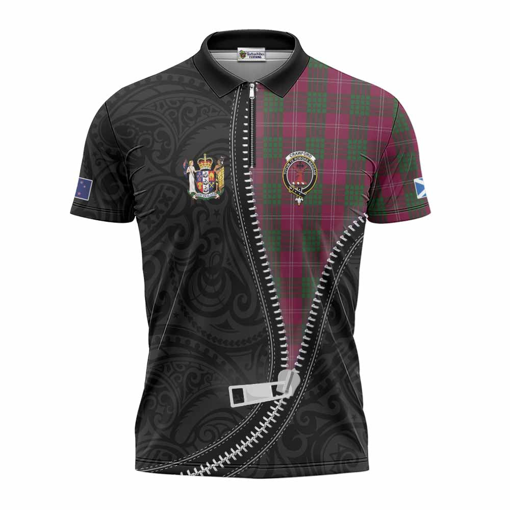 Crawford Tartan Zipper Polo Shirt New Zealand Pattern Unique Zipper Stylized