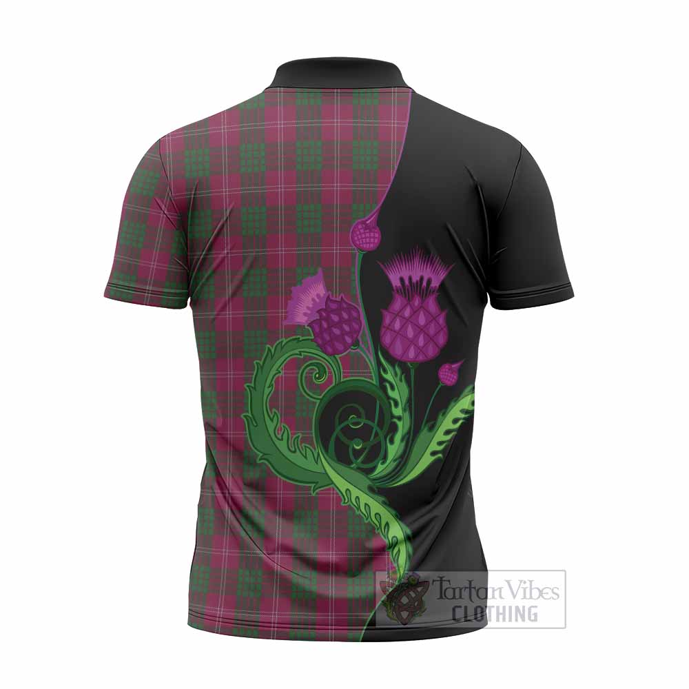 Crawford Tartan Zipper Polo Shirt Traditional Scottish Thistle
