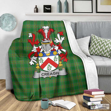 Creagh Irish Clan Tartan Blanket with Coat of Arms