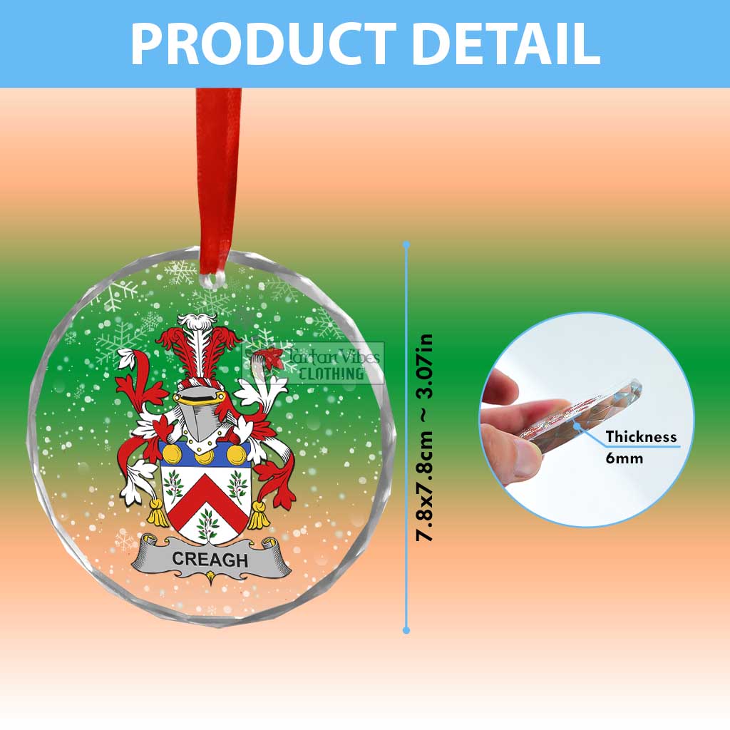 Creagh Irish Clan Christmas Glass Ornament with Coat of Arms - 2D-tartanvibesclothing