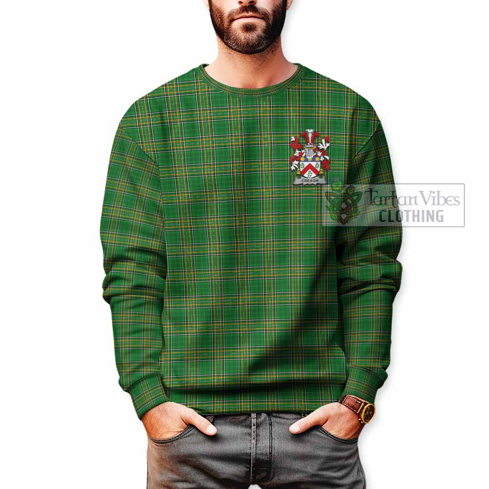Tartan Vibes Clothing Creagh Irish Clan Tartan Sweatshirt with Coat of Arms