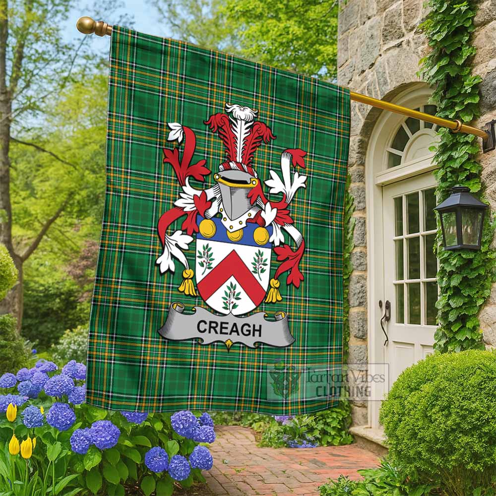 Creagh Irish Clan Tartan Flag with Coat of Arms