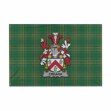 Creagh Irish Clan Tartan House Flag with Coat of Arms