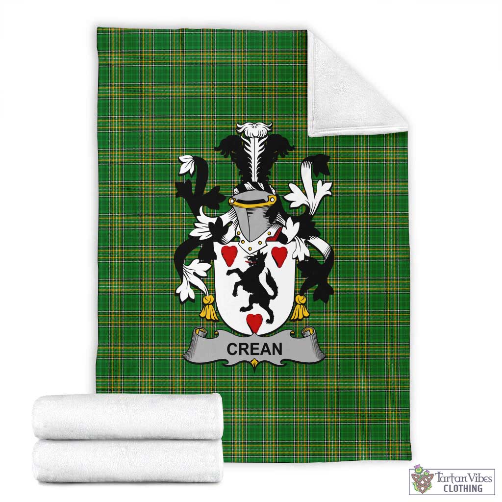 Crean Irish Clan Tartan Blanket with Coat of Arms X-Large 59 x 79 inches 150 x 200 cm - Tartan Vibes Clothing