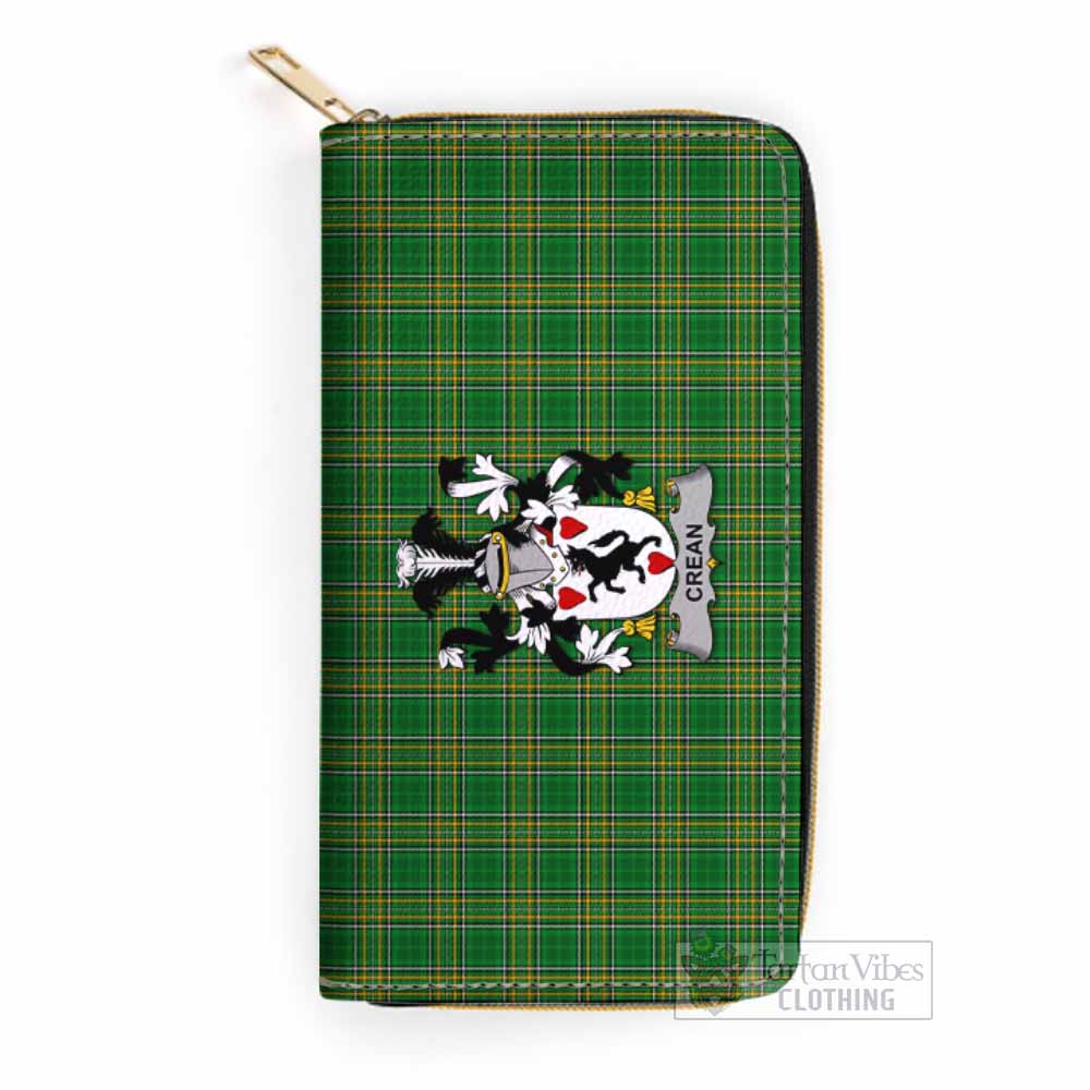 Tartan Vibes Clothing Crean Irish Clan Tartan Women's Leather Wallet with Coat of Arms